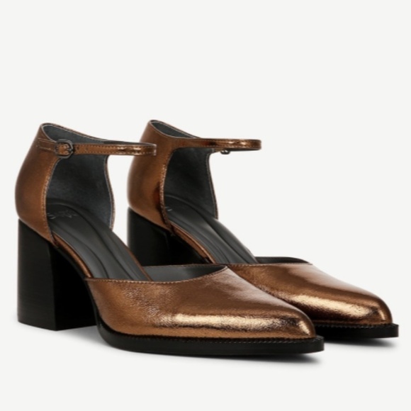 Franco Sarto Diona Ankle Strap Pump In Bronze Leather - Picture 1 of 8